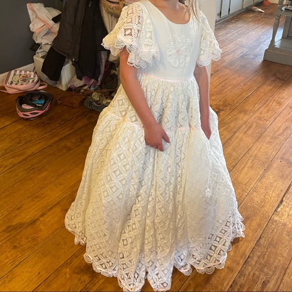 Euc Dollcake Free Spirit White Lace w Pink Dress Party Special Photo Girls  8 - Picture 3 of 7